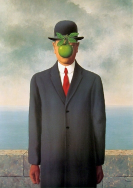 Ren? Magritte, The Son of Man, 1964, Restored by Shimon D. Yanowitz, 2009  øðä îàâøéè, áðå ùì àãí, 1964, øñèåøöéä ò"é ùîòåï éðåáéõ, 2009